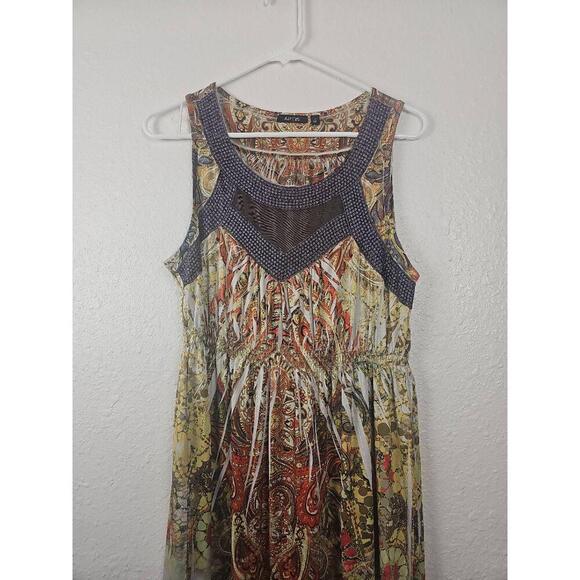 APT 9 Sleeveless Patterned Round Neck Dress Knee-Length Size Medium - Picture 2 of 6